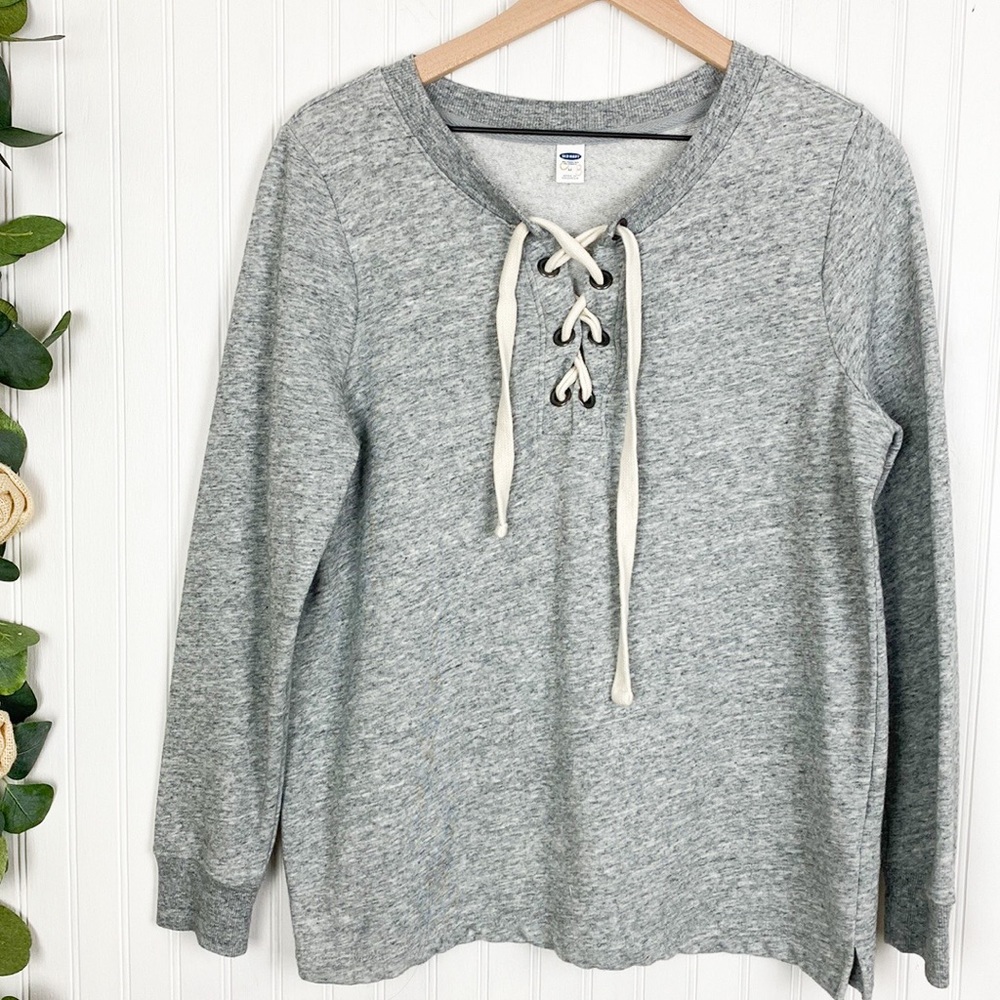 OLD NAVY Lace Up Crew Neck Top